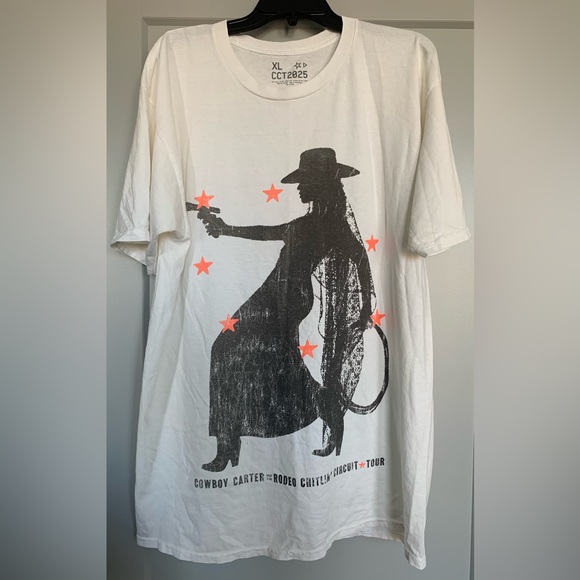 New Beyoncé Cowboy Carter Most Wanted Tour T-Shirt White/Grey XL 100% Cotton - Picture 1 of 10